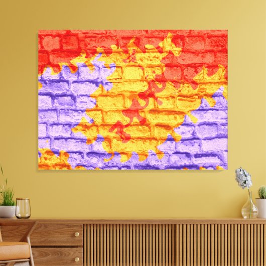 Rode gele Paarse pasteelmuur Canvas Afdruk (Insitu (Woonkamer))