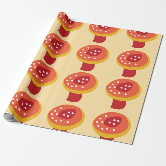 Rode Gele Paddenstoel Cadeaupapier (Uitgerold)