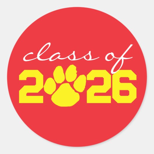 Rode & Gele Pootafdruk Afstudeerstickers Ronde Sticker (Voorkant)