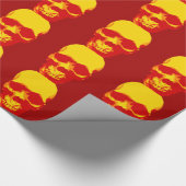 Rode Gele Pop Art Schedel Kerst Inpakpapier (Hoek)