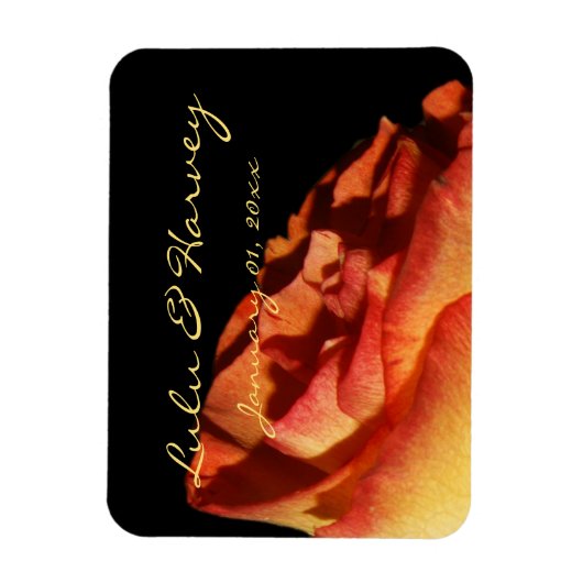 Rode Gele Roos Persoonlijke Trouwdag Magneet (Verticaal)