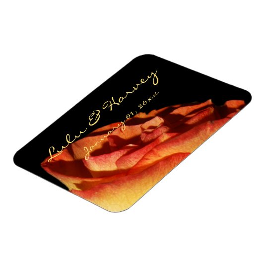 Rode Gele Roos Persoonlijke Trouwdag Magneet (Linkerzijde)