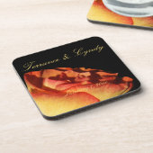 Rode Gele Roos Persoonlijke Trouwdag Onderzetter (Linkerzijde)