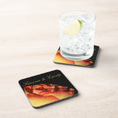 Rode Gele Roos Persoonlijke Trouwdag Onderzetter (Rechterzijde)