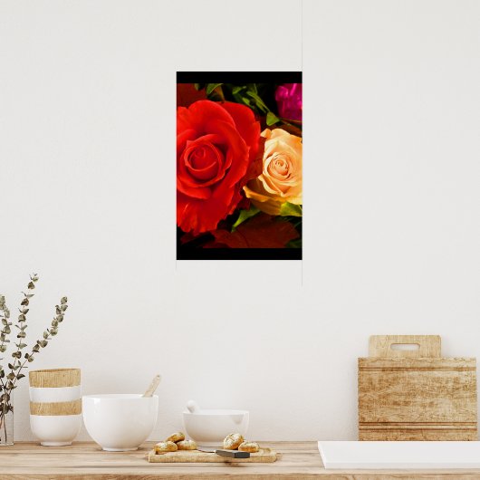Rode Gele Rose III Poster (Keuken)