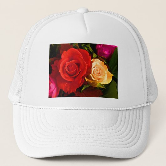 Rode Gele Rose Trucker Pet (Voorkant)