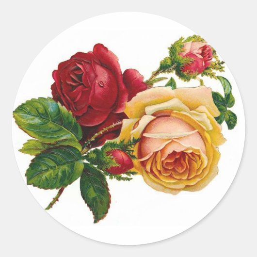 Rode & Gele Rozen Ronde Sticker (Voorkant)