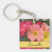 Rode gele rozenbloem Rozen Sleutelhanger (voorkant)