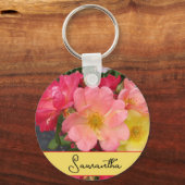 Rode gele rozenbloem Rozen Sleutelhanger (Voorkant)
