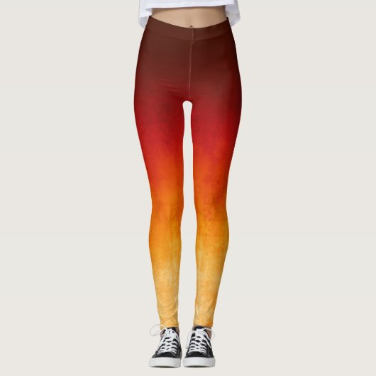 Rode gele rustige ombre leggings (Voorkant)