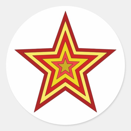 Rode gele ster ronde sticker (Voorkant)