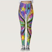 rode gele sterren lange leggings tiener (Voorkant)