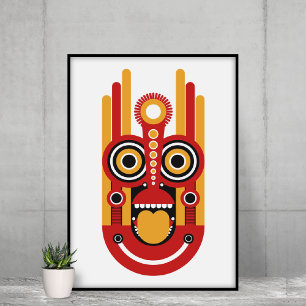 Rode Gele Tiki Canvas Afdruk