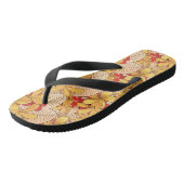 Rode & Gele Tropische Bloemmotief Vakantie Teenslippers (Schuin)
