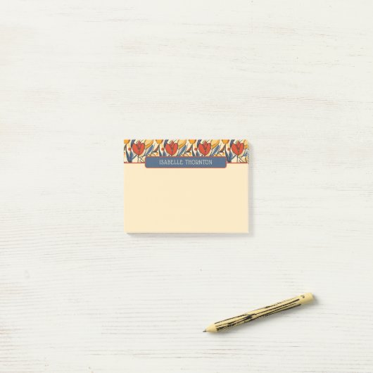  Rode & Gele Tulp Patroonnaam Post-it® Notes (Op bureau)