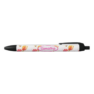 Rode Gele Tulp Tulpen Waterverf Meisjes Naam Zwarte Inkt Pen