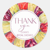 Rode gele tulpen Bruidsmeisje Bedankt Ronde Sticker (Voorkant)