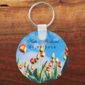 Rode gele Tulpen Floral Wedding Favors Sleutelhang Sleutelhanger (Voorkant)