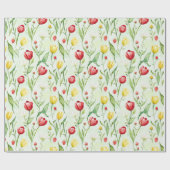 Rode Gele Tulpen Verjaardag Cadeaupapier (Vlak)