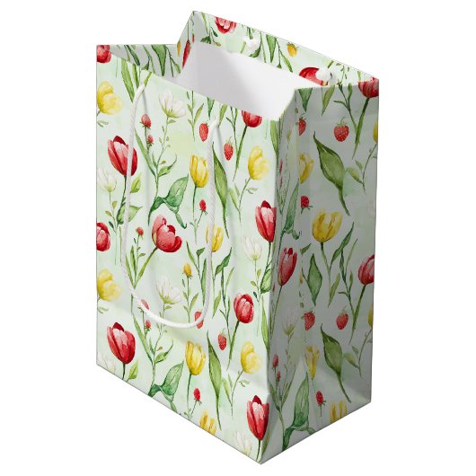 Rode Gele Tulpen Verjaardag Medium Cadeauzakje (Voorkant Gekanteld)