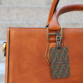 Rode gele wildbloemen grijs patroon Bagagelabel