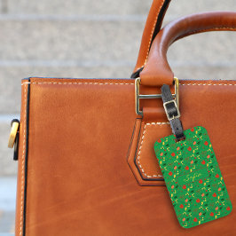 Rode gele wildbloemen groen patroon Bagagelabel