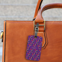 Rode gele wildbloemen paars Bagagelabel