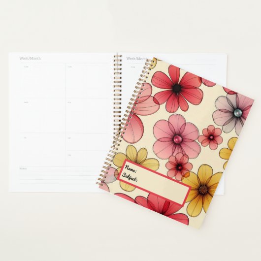 Rode gele wilde bloemen planner (Display)