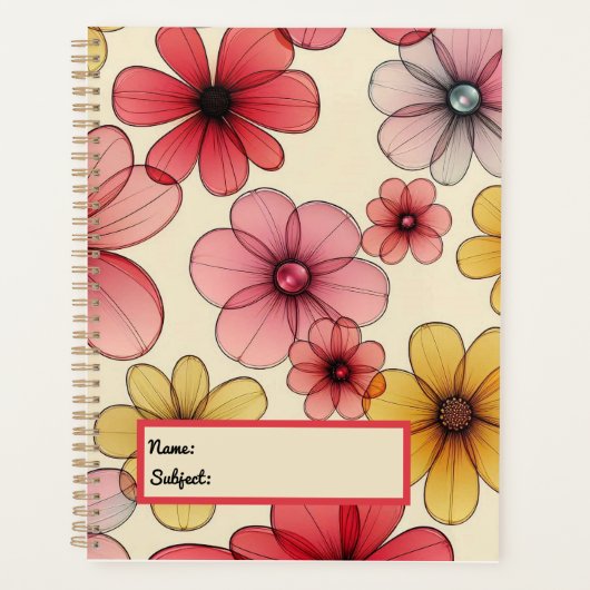 Rode gele wilde bloemen planner (Voorkant)