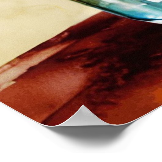 Rode gele witte blauwe bloemen op vaas abstract poster (Hoek)