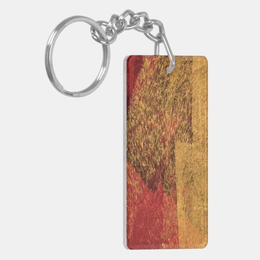 Rode gele zwarte abstracte verfpenseel sleutelhanger (Voorkant Links)