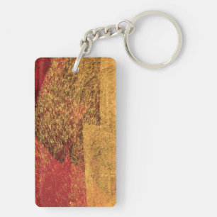 Rode gele zwarte abstracte verfpenseel sleutelhanger