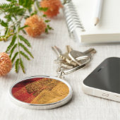 Rode gele zwarte abstracte verfpenseel sleutelhanger (Zijkant)