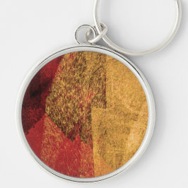 Rode gele zwarte abstracte verfpenseel sleutelhanger