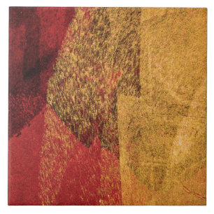 Rode gele zwarte abstracte verfpenseel tegeltje
