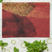 Rode gele zwarte abstracte verfpenseel theedoek (Gevouwen)