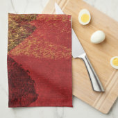 Rode gele zwarte abstracte verfpenseel theedoek (Quarter Fold)