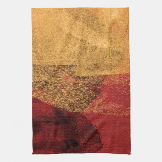 Rode gele zwarte abstracte verfpenseel theedoek (Verticaal)