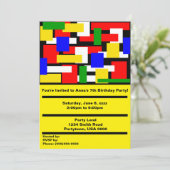 Rode, gele, zwarte, blauwe en groene blokken kaart (Staand voorkant)