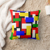Rode, gele, zwarte, blauwe en groene blokken kussen (Deken)