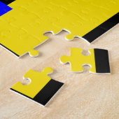 Rode, gele, zwarte, blauwe en groene blokken legpuzzel (Zijkant)