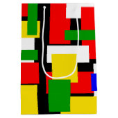 Rode, gele, zwarte, blauwe en groene blokken medium cadeauzakje (Achterkant)