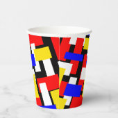 Rode, gele, zwarte, blauwe en groene blokken papieren bekers (Rechts)
