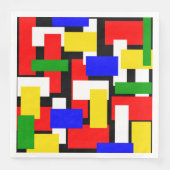 Rode, gele, zwarte, blauwe en groene blokken servet (Voorkant)