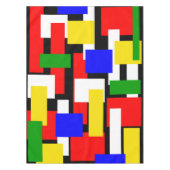 Rode, gele, zwarte, blauwe en groene blokken tafelkleed (Voorkant)