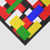 Rode, gele, zwarte, blauwe en groene blokken tissuepapier (Detail)