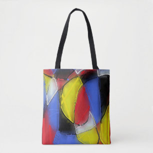 Rode, gele, zwarte en blauwe canvas tas