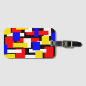 Rode, gele, zwarte en blauwe geometrische blokken bagagelabel (Voorkant (horizontaal))