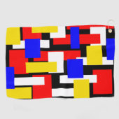 Rode, gele, zwarte en blauwe geometrische blokken golfhanddoek (Horizontaal)