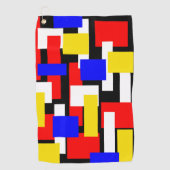Rode, gele, zwarte en blauwe geometrische blokken golfhanddoek (Voorkant)